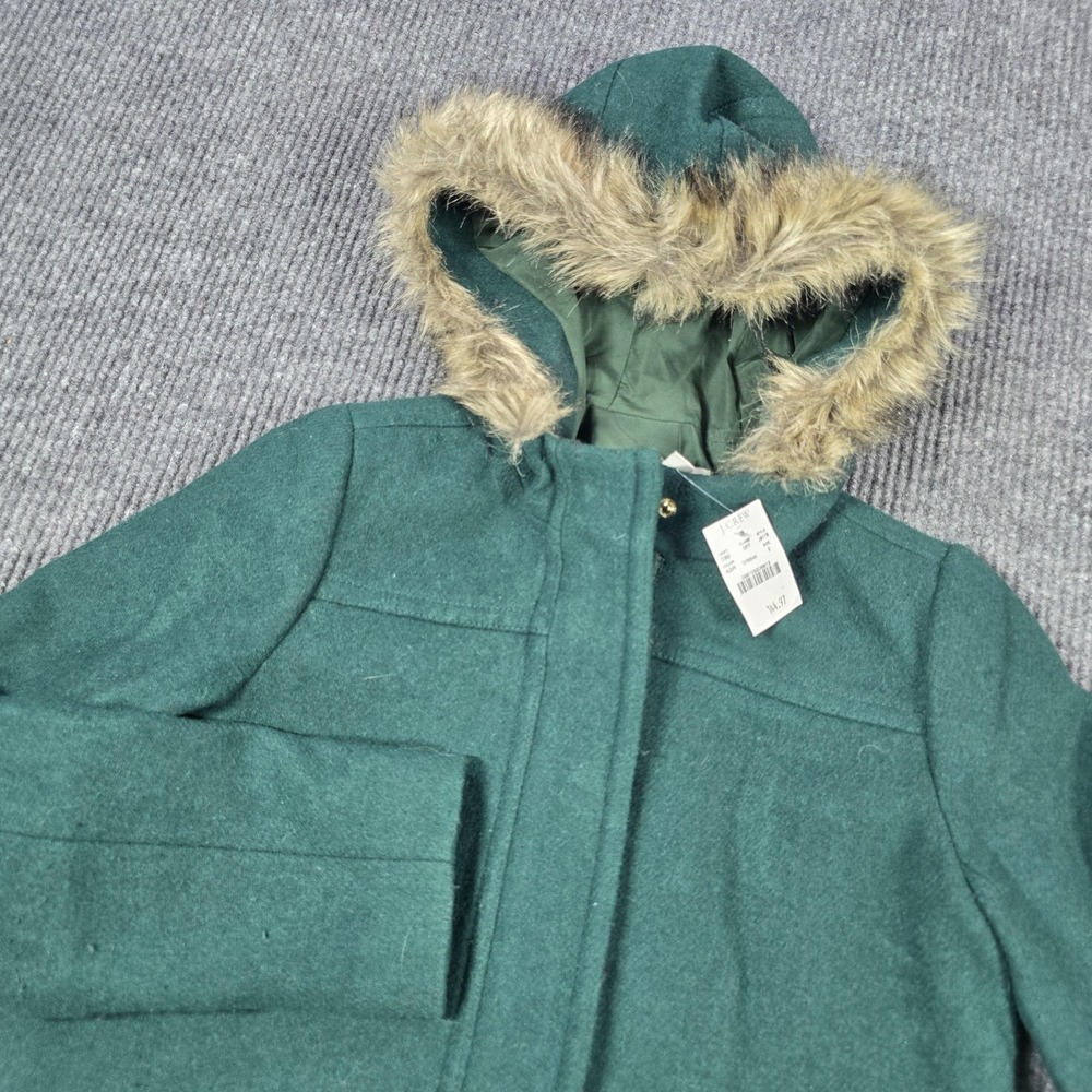 J. Crew /Elegant Teal Hooded Vest with Faux Fur Trim